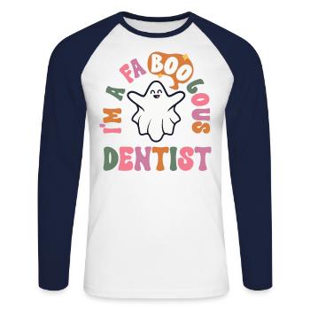 Faboolous Lawyer Retro Halloween Attorney - T-shirt baseball manches longues Homme - blanc/marine - Devant - Nik (191cm)