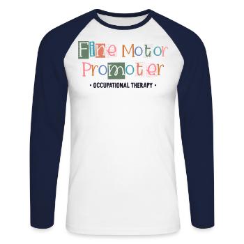 Promoteur de motricité fine ergothérapie ergothérapie - T-shirt baseball manches longues Homme - blanc/marine - Devant - Nik (191cm)