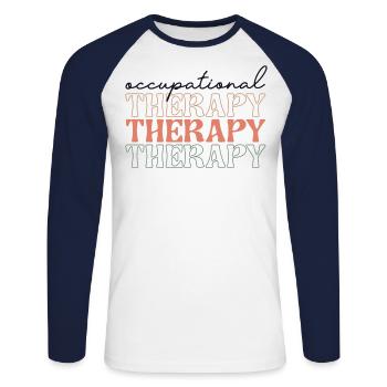 Motiver l’ergothérapie Orthophonie École d’ergothérapie - T-shirt baseball manches longues Homme - blanc/marine - Devant - Nik (191cm)