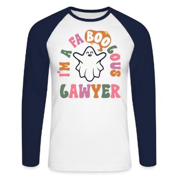 Faboolous Lawyer Retro Halloween Attorney - Unisex Long Sleeve Baseball T-Shirt - white/navy - Front - Nik (191cm)