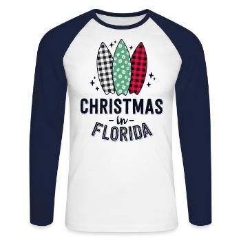 Christmas in Florida Family Vacation Tropical - Unisex Long Sleeve Baseball T-Shirt - white/navy - Front - Nik (191cm)