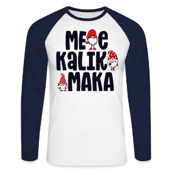 Mele Kalikimaka Christmas Gnomes Tropical Hawaii - Unisex Long Sleeve Baseball T-Shirt - white/navy - Front - Nik (191cm)