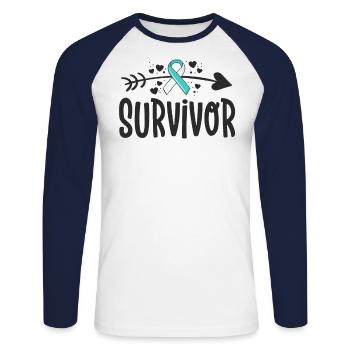 Gebärmutterhalskrebs Überlebende Bewusstsein Mutter Mutter Mutter - Unisex Baseballshirt langarm - Weiß/Navy - Vorne - Nik (191cm)