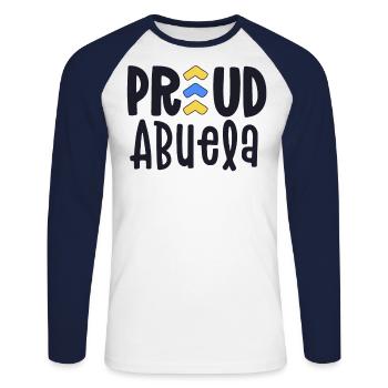 Stolze Abuela Down-Syndrom Oma Familie T21 - Unisex Baseballshirt langarm - Weiß/Navy - Vorne - Nik (191cm)