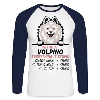 Ohne Volpino ist alles doof - Unisex Baseballshirt langarm - Weiß/Navy - Vorne - Nik (191cm)