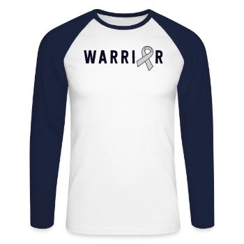 Cerveau Cancer Guerrier Hommes Papa Père Ruban Gris - T-shirt baseball manches longues Homme - blanc/marine - Devant - Nik (191cm)