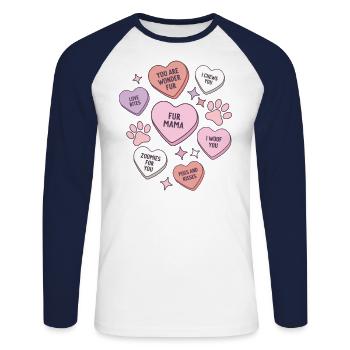 My Dog Is My Valentine Conversation Hearts - Unisex Long Sleeve Baseball T-Shirt - white/navy - Front - Nik (191cm)