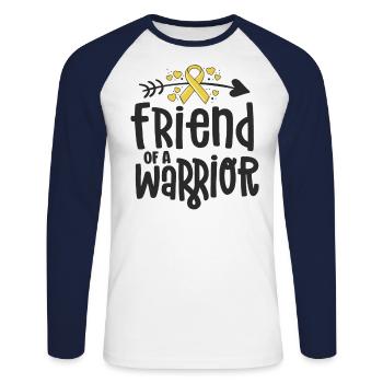 Friend Of A Warrior Support Team Childhood Cancer - Unisex Long Sleeve Baseball T-Shirt - white/navy - Front - Nik (191cm)