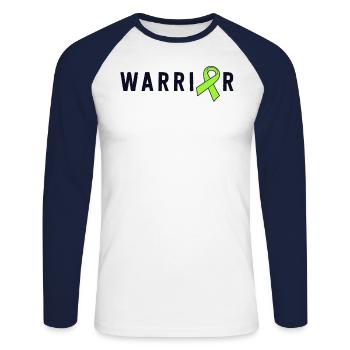 Warrior Lime Green Awareness Ribbon Lyme Disease - Unisex Long Sleeve Baseball T-Shirt - white/navy - Front - Nik (191cm)