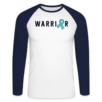 Warrior Motivational Teal Awareness Ribbon - Unisex Baseballshirt langarm - Weiß/Navy - Vorne - Nik (191cm)