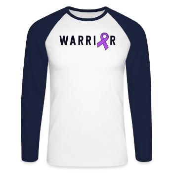 Epilepsy Warrior Men Dad Father Purple Ribbon - Unisex Long Sleeve Baseball T-Shirt - white/navy - Front - Nik (191cm)