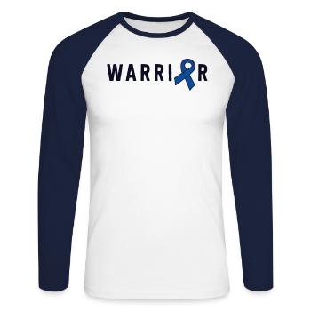Darmkrebs Krieger Männer Papa Vater Dunkelblau - Unisex Baseballshirt langarm - Weiß/Navy - Vorne - Nik (191cm)