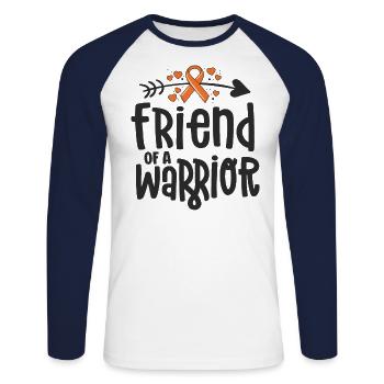 Friend Of A Warrior Lymphoma Leukemia Cancer - Unisex Long Sleeve Baseball T-Shirt - white/navy - Front - Nik (191cm)