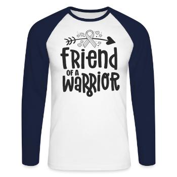Ami d’un guerrier Équipe de soutien Cancer du cerveau - T-shirt baseball manches longues Homme - blanc/marine - Devant - Nik (191cm)