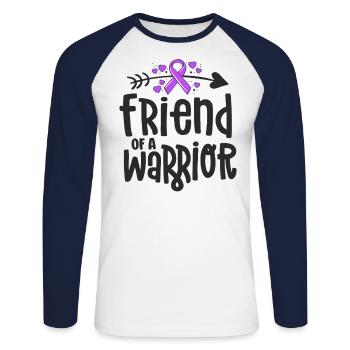 Friend Of A Warrior Support Team Alzheimers - Unisex Long Sleeve Baseball T-Shirt - white/navy - Front - Nik (191cm)