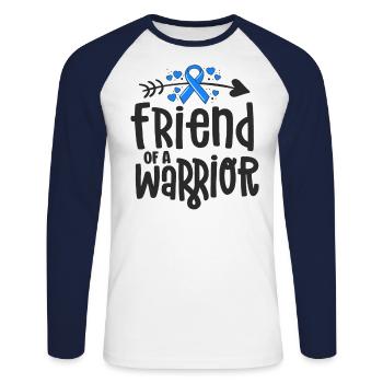 Friend Of A Warrior Support Team Blue Ribbon - Unisex Baseballshirt langarm - Weiß/Navy - Vorne - Nik (191cm)