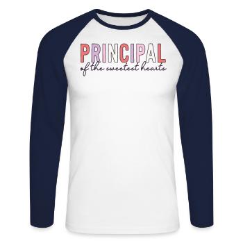 Valentinstag Prinzip der süßesten Herzen - Unisex Baseballshirt langarm - Weiß/Navy - Vorne - Nik (191cm)