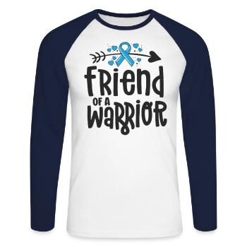 Ami d’un guerrier Équipe de soutien Cancer de la prostate - T-shirt baseball manches longues Homme - blanc/marine - Devant - Nik (191cm)