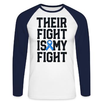 Ihr Kampf ist mein Kampfpartner Unterstützung ALS - Unisex Baseballshirt langarm - Weiß/Navy - Vorne - Nik (191cm)