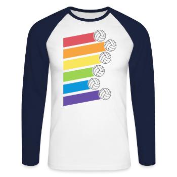 Retro Volleyball Rainbow Volleyball Team Coach - Unisex Long Sleeve Baseball T-Shirt - white/navy - Front - Nik (191cm)