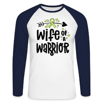 Ehefrau eines Kriegers Lymphom Krebs Bewusstsein - Unisex Baseballshirt langarm - Weiß/Navy - Vorne - Nik (191cm)