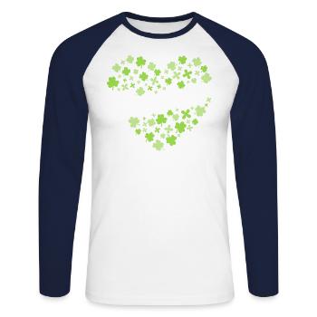 Teacher St Patricks Day Lucky Teacher Shamrocks - T-shirt baseball manches longues Homme - blanc/marine - Devant - Nik (191cm)