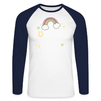 Glücklichster Bibliothekar aller Zeiten liest Retro St. Patricks - Unisex Baseballshirt langarm - Weiß/Navy - Vorne - Nik (191cm)