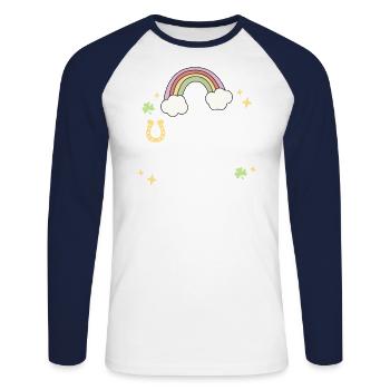 Glücklichster Schulleiter aller Zeiten Admin Retro St Patricks - Unisex Baseballshirt langarm - Weiß/Navy - Vorne - Nik (191cm)