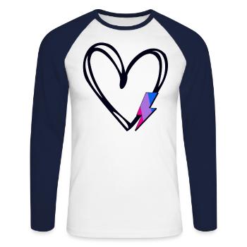 Subtil Bi Pride Fier allié Mois de la fierté Bisexuel - T-shirt baseball manches longues Homme - blanc/marine - Devant - Nik (191cm)