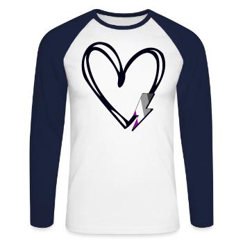 Subtil Ace Pride Fier allié Mois de la fierté Asexué - T-shirt baseball manches longues Homme - blanc/marine - Devant - Nik (191cm)