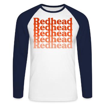 Retro Rothaarige Frauen Rothaariges Mädchen Irischer Ingwer - Unisex Baseballshirt langarm - Weiß/Navy - Vorne - Nik (191cm)