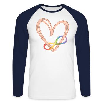 Chemises Autisme Femmes Infinity Symbol Autisme - T-shirt baseball manches longues Homme - blanc/marine - Devant - Nik (191cm)