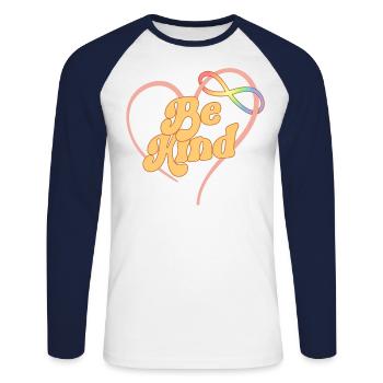 Chemise autisme Be Kind Mom Neurodiversity Infinity - T-shirt baseball manches longues Homme - blanc/marine - Devant - Nik (191cm)