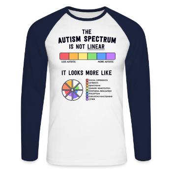 Chemises d’autisme Femmes Sensibilisation des mamans L’autisme est un - T-shirt baseball manches longues Homme - blanc/marine - Devant - Nik (191cm)
