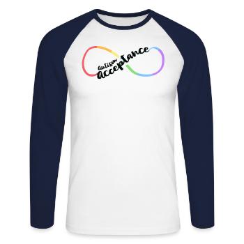 Autism Acceptance Women Mom Awareness Infinity - Unisex Long Sleeve Baseball T-Shirt - white/navy - Front - Nik (191cm)