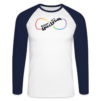 Chemises Autisme Femmes Maman Infinity Symbol L’autisme est - T-shirt baseball manches longues Homme - blanc/marine - Devant - Nik (191cm)