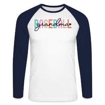 Retro Baseball Grand-mère Chemise Petits-fils Petits-enfants - T-shirt baseball manches longues Homme - blanc/marine - Devant - Nik (191cm)
