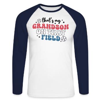 C’est mon petit-fils sur cette chemise de terrain mignon - T-shirt baseball manches longues Homme - blanc/marine - Devant - Nik (191cm)