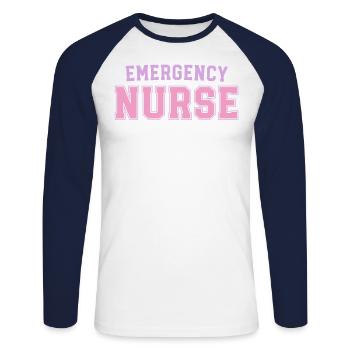 Emergency Nurse Trauma Queen Retro ER Emergency - Unisex Long Sleeve Baseball T-Shirt - white/navy - Front - Nik (191cm)