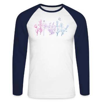 Bisexuell Wildflower Pride Month LGBT Subtil Bi - Unisex Baseballshirt langarm - Weiß/Navy - Vorne - Nik (191cm)