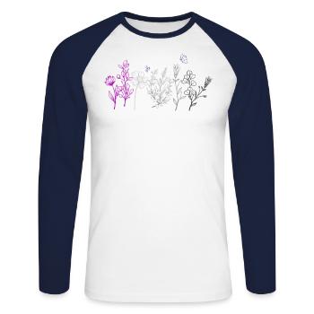 Asexuel Wildflower Pride Mois LGBT Subtil Ace - T-shirt baseball manches longues Homme - blanc/marine - Devant - Nik (191cm)