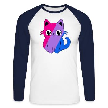 Cute Bi Pride Bisexual Pride Mois Flag Anime - T-shirt baseball manches longues Homme - blanc/marine - Devant - Nik (191cm)