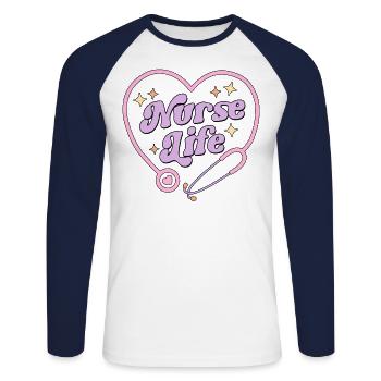 Nurse Life Retro Vintage Nursing Women Nurse Week - Unisex Long Sleeve Baseball T-Shirt - white/navy - Front - Nik (191cm)