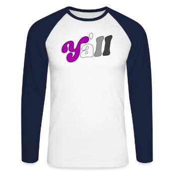 Asexueller Pride-Monat Südtexas Asexualität - Unisex Baseballshirt langarm - Weiß/Navy - Vorne - Nik (191cm)