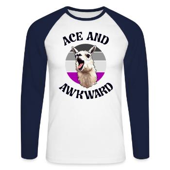 Ass und unbeholfen lustig asexuell Pride Month Niedlich - Unisex Baseballshirt langarm - Weiß/Navy - Vorne - Nik (191cm)