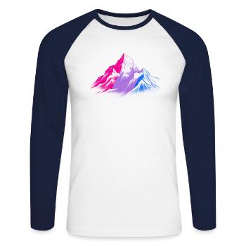 Subtil Bisexual Pride Mois de la randonnée en montagne - T-shirt baseball manches longues Homme - blanc/marine - Devant - Nik (191cm)