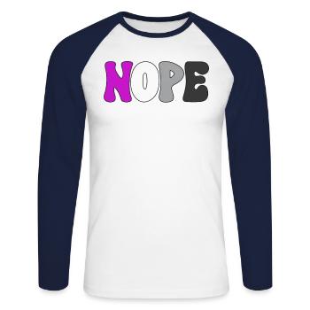Nope Asexuality Pride Month Ace Aromantic Aro - Unisex Baseballshirt langarm - Weiß/Navy - Vorne - Nik (191cm)