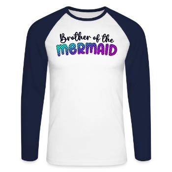 Brother Of The Mermaid Girl Family Matching - Unisex Long Sleeve Baseball T-Shirt - white/navy - Front - Nik (191cm)