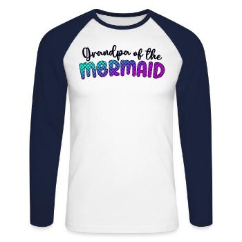 Grandpa Of The Mermaid Girl Family Matching - Unisex Long Sleeve Baseball T-Shirt - white/navy - Front - Nik (191cm)