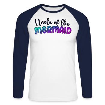 Uncle Of The Mermaid Girl Family Matching Mermaid - Unisex Long Sleeve Baseball T-Shirt - white/navy - Front - Nik (191cm)